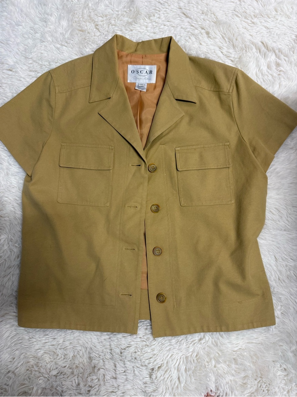 Oscar de la Renta Olive Green Short-Sleeve Utility Jacket